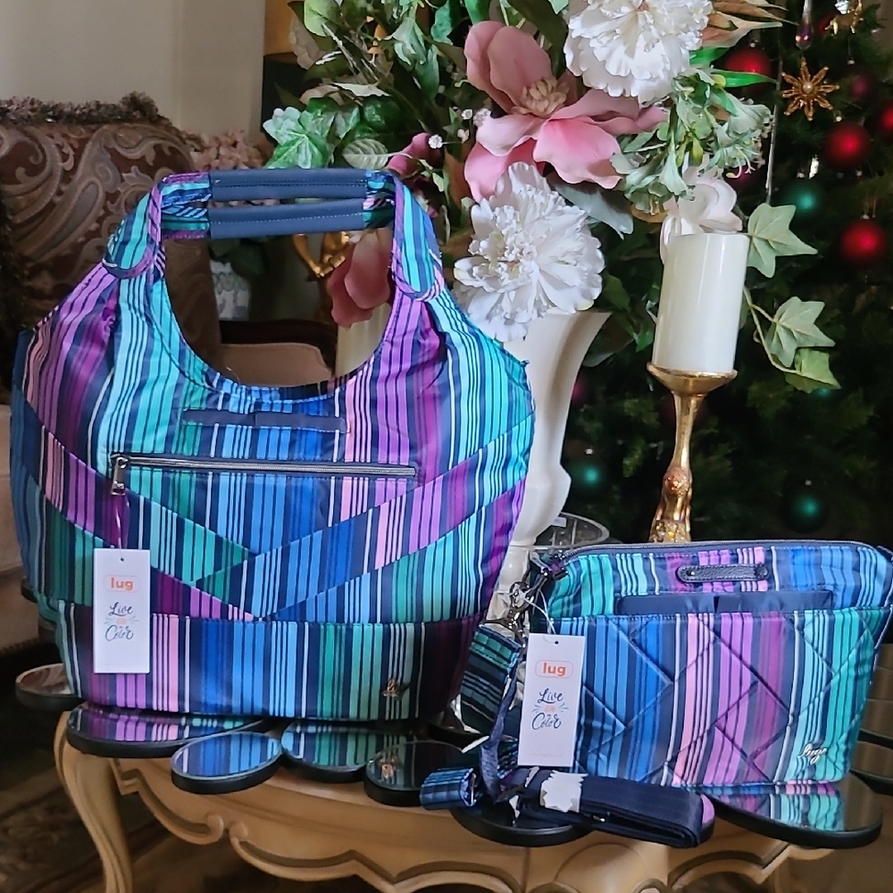 Lug Women's Vibrant Striped Tote and Crossbody Set